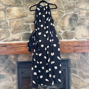 Ann Taylor Factory Seashell Print Maxi Dress Black Polyester Women's Large